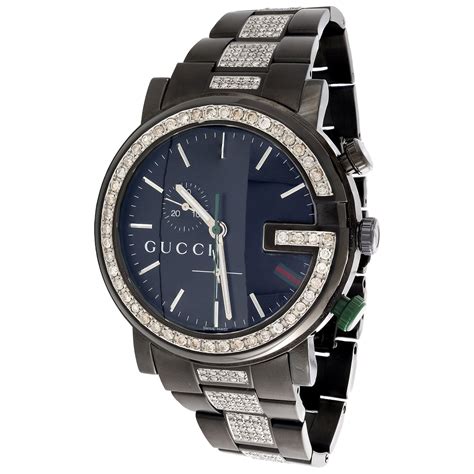 blue gucci watch|black Gucci watch with diamonds.